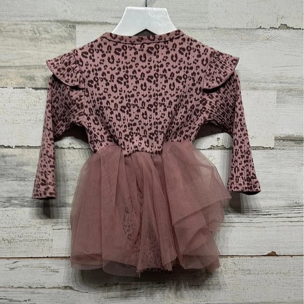 Leopard Tulle Skirt Bodysuit Girls 6-9M Pink‎ Ruffle Balletcore EUC